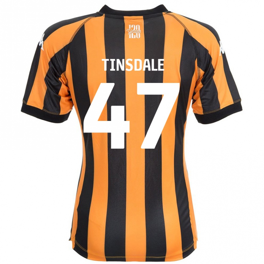 Kids Football Nathan Tinsdale #47 Black Amber Home Jersey 2024/25 T-Shirt Uk