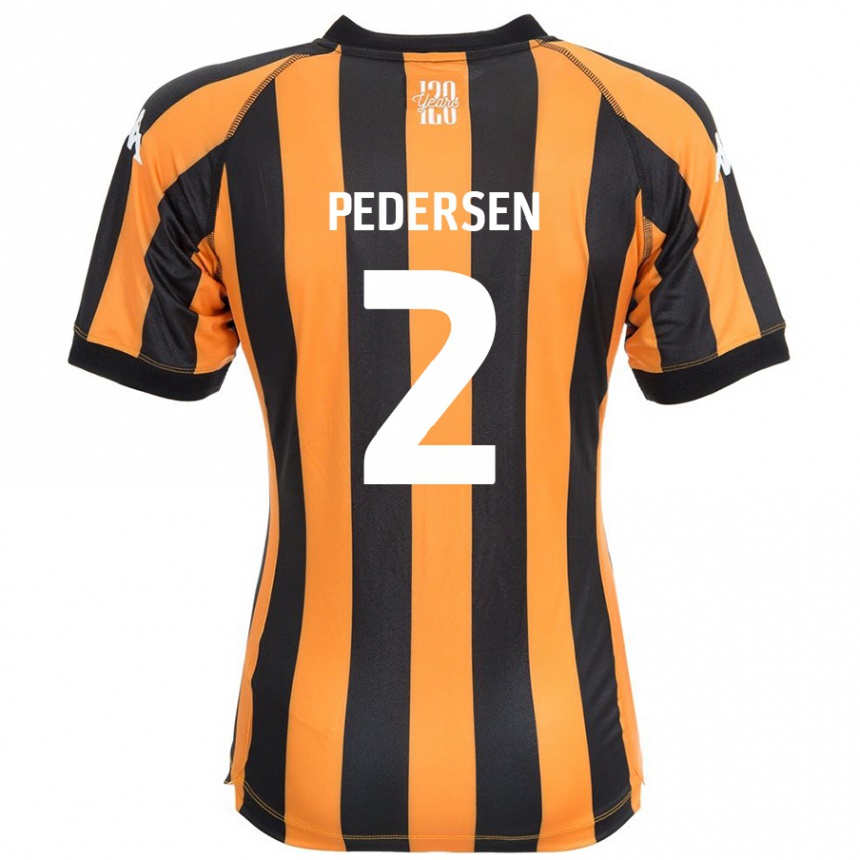 Kids Football Eden Pedersen #2 Black Amber Home Jersey 2024/25 T-Shirt Uk