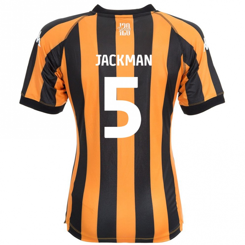 Kids Football Ellice Jackman #5 Black Amber Home Jersey 2024/25 T-Shirt Uk