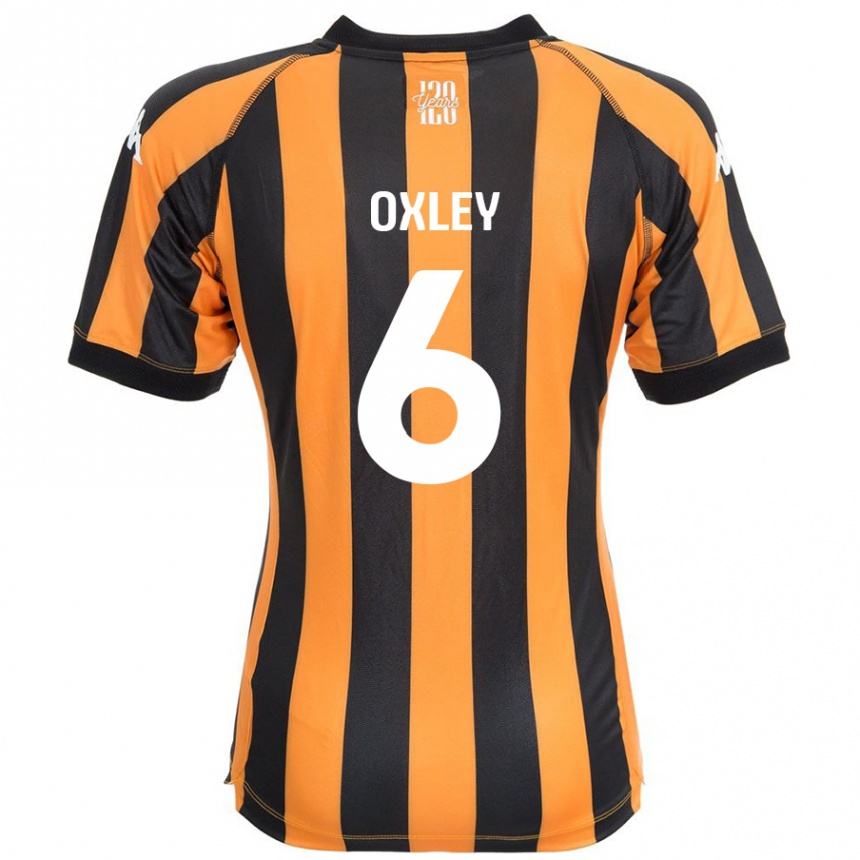 Kids Football Tilly Oxley #6 Black Amber Home Jersey 2024/25 T-Shirt Uk