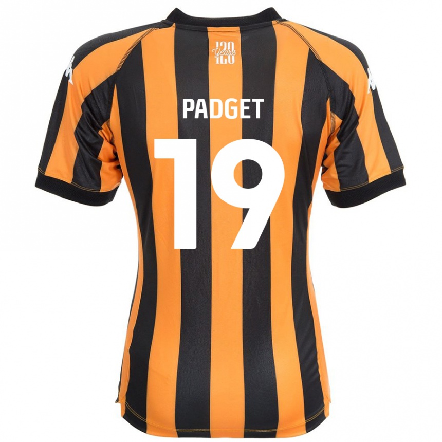 Kids Football Bethany Padget #19 Black Amber Home Jersey 2024/25 T-Shirt Uk