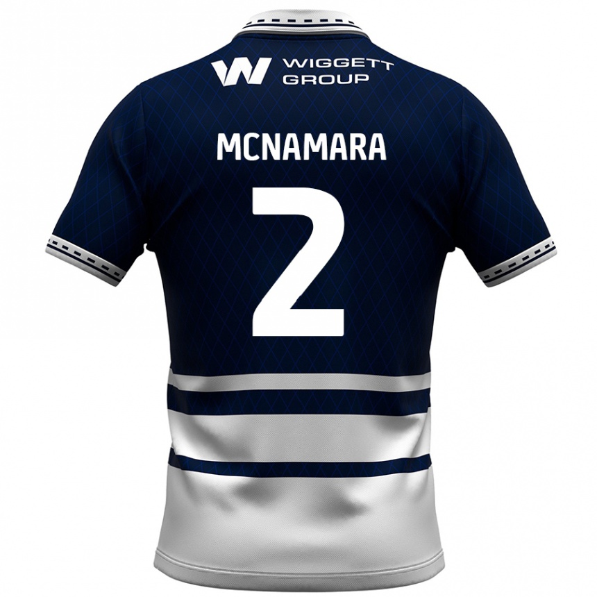 Kids Football Danny Mcnamara #2 Navy Blue White Home Jersey 2024/25 T-Shirt Uk