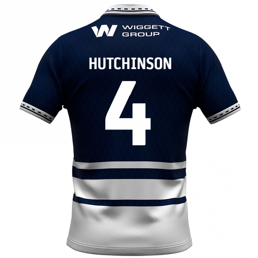 Kids Football Shaun Hutchinson #4 Navy Blue White Home Jersey 2024/25 T-Shirt Uk