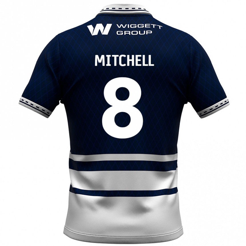 Kids Football Billy Mitchell #8 Navy Blue White Home Jersey 2024/25 T-Shirt Uk