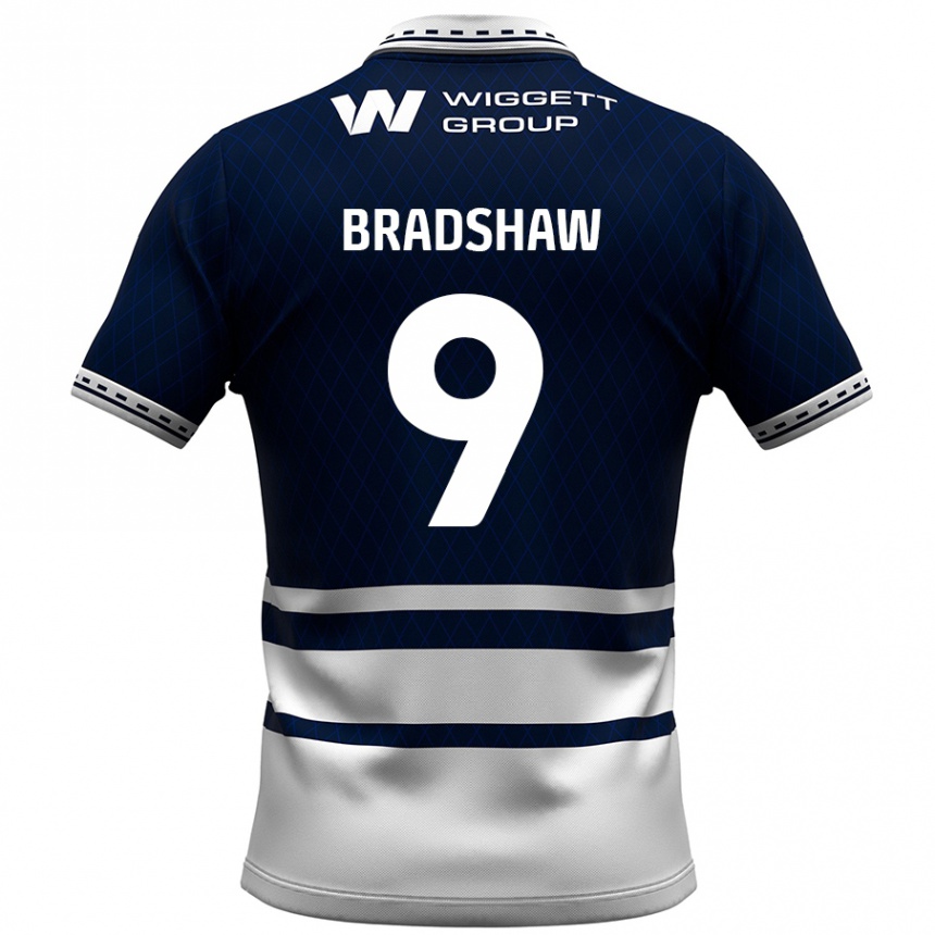 Kids Football Tom Bradshaw #9 Navy Blue White Home Jersey 2024/25 T-Shirt Uk