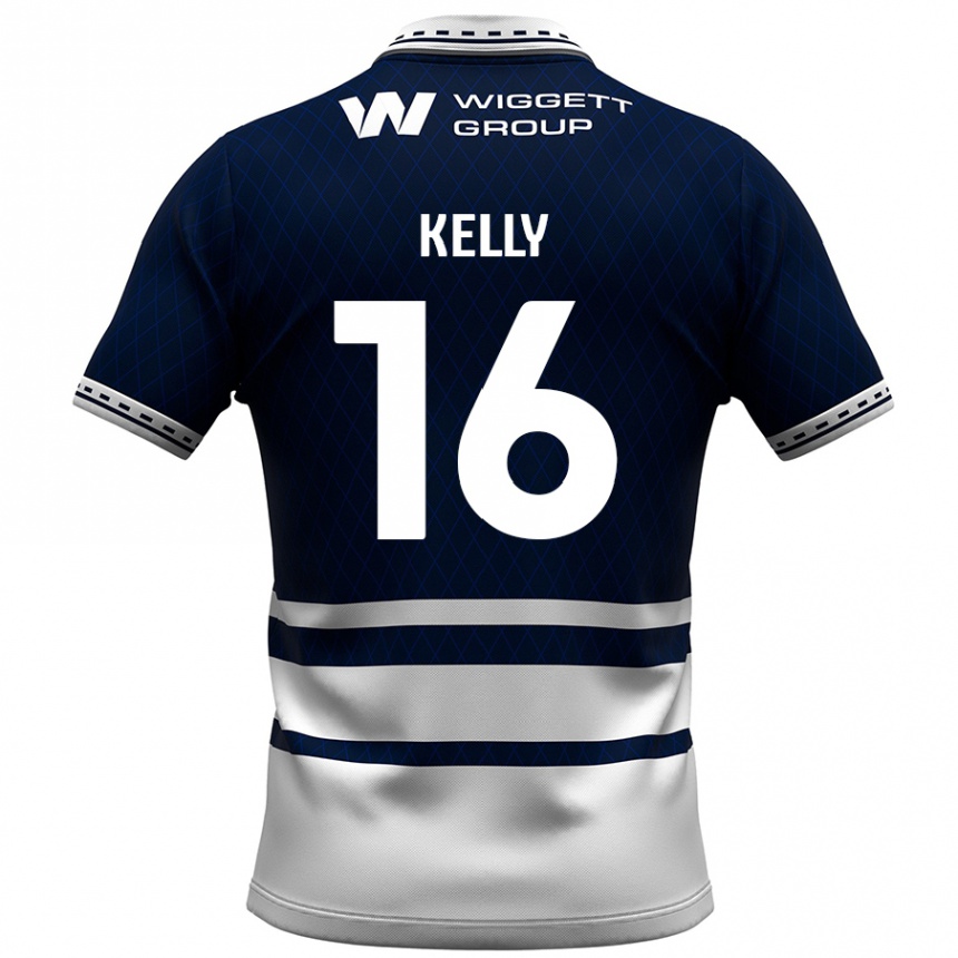 Kids Football Daniel Kelly #16 Navy Blue White Home Jersey 2024/25 T-Shirt Uk