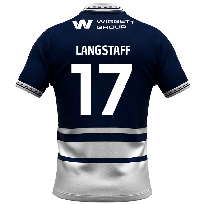 Kids Football Macaulay Langstaff #17 Navy Blue White Home Jersey 2024/25 T-Shirt Uk