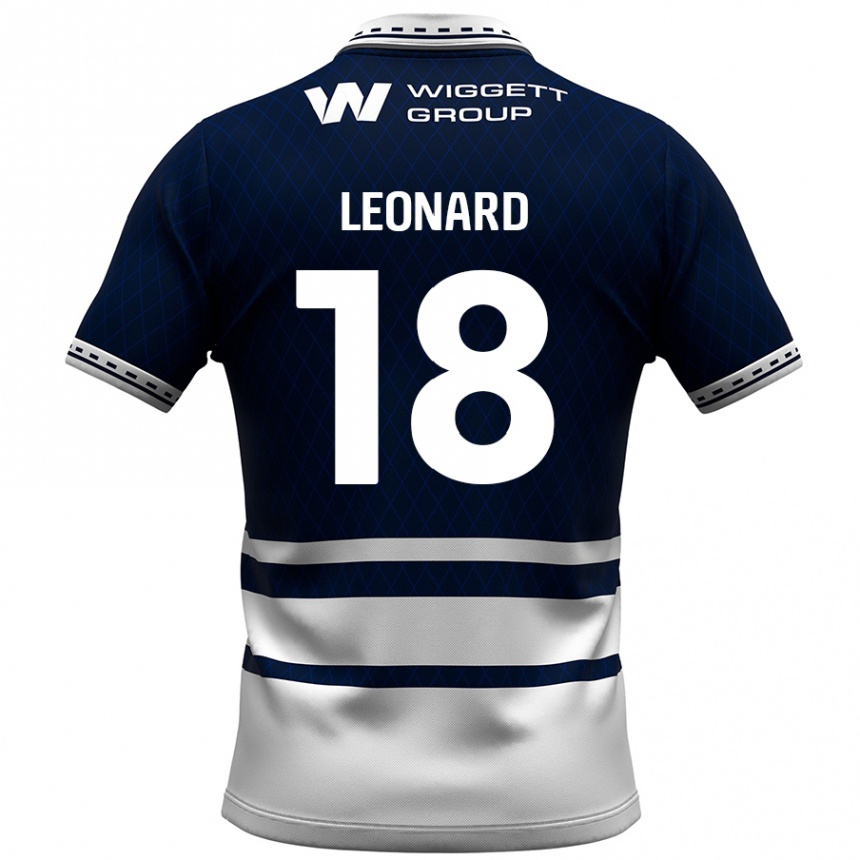 Kids Football Ryan Leonard #18 Navy Blue White Home Jersey 2024/25 T-Shirt Uk