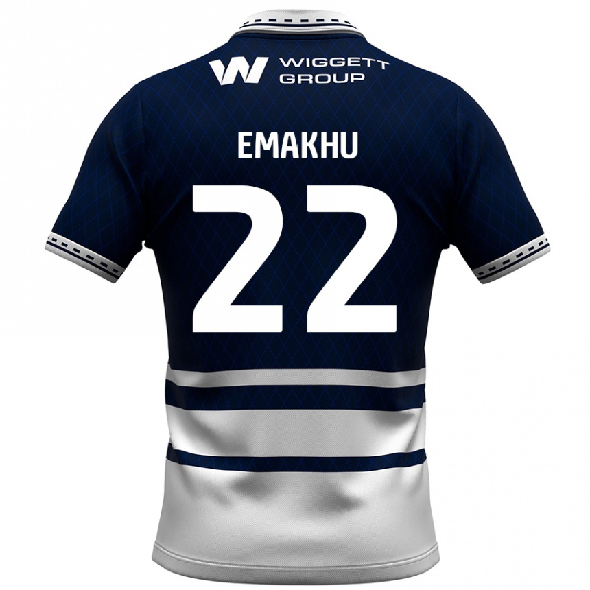 Kids Football Aidomo Emakhu #22 Navy Blue White Home Jersey 2024/25 T-Shirt Uk