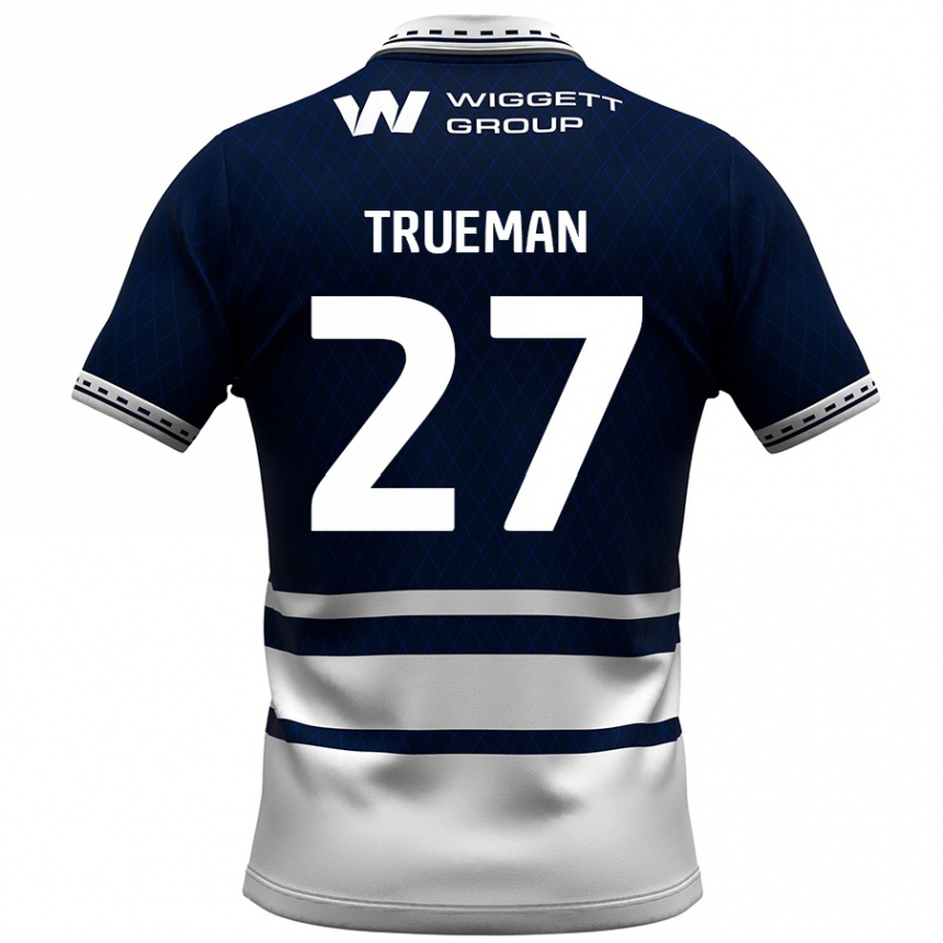 Kids Football Connal Trueman #27 Navy Blue White Home Jersey 2024/25 T-Shirt Uk