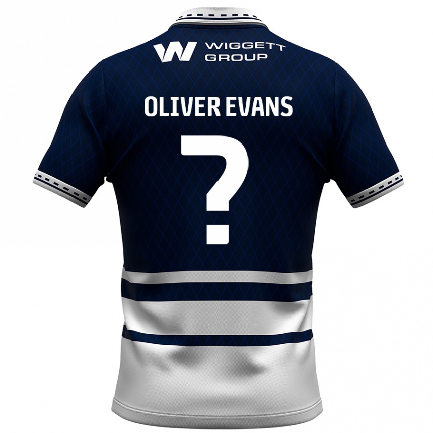 Kids Football Oliver Evans #0 Navy Blue White Home Jersey 2024/25 T-Shirt Uk