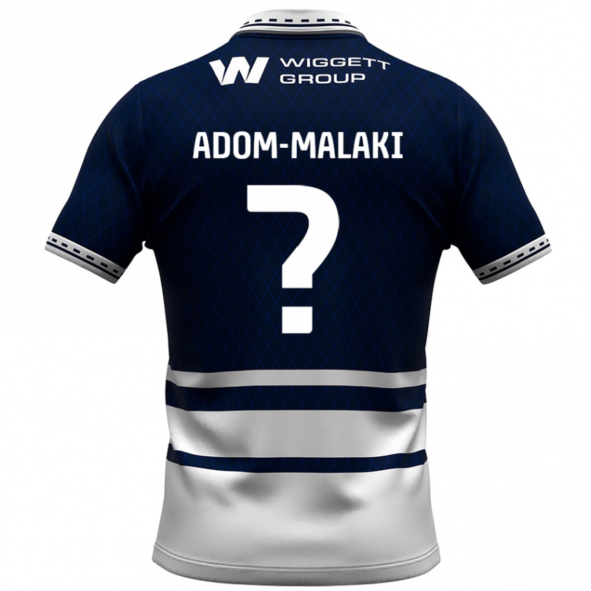 Kids Football Nino Adom-Malaki #0 Navy Blue White Home Jersey 2024/25 T-Shirt Uk