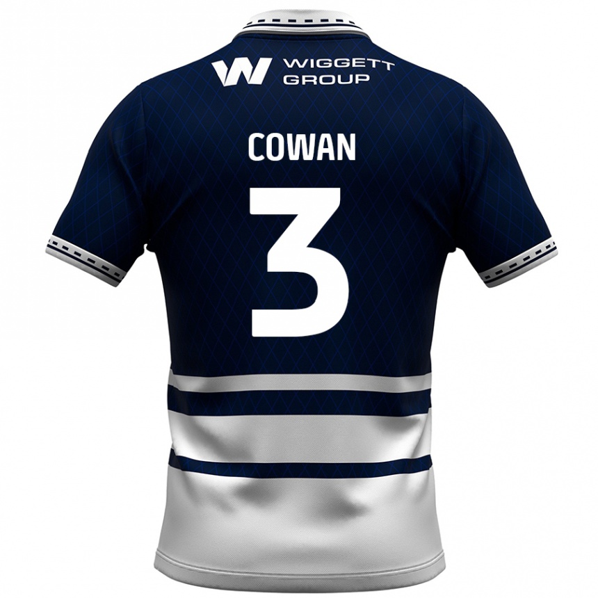 Kids Football Leanne Cowan #3 Navy Blue White Home Jersey 2024/25 T-Shirt Uk