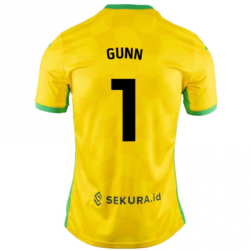 Kids Football Angus Gunn #1 Yellow Green Home Jersey 2024/25 T-Shirt Uk