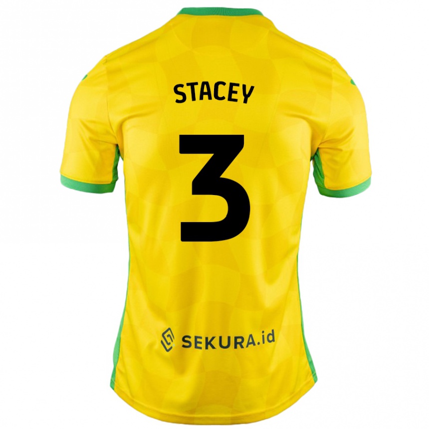 Kids Football Jack Stacey #3 Yellow Green Home Jersey 2024/25 T-Shirt Uk