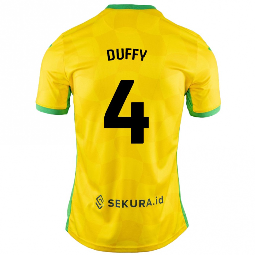 Kids Football Shane Duffy #4 Yellow Green Home Jersey 2024/25 T-Shirt Uk