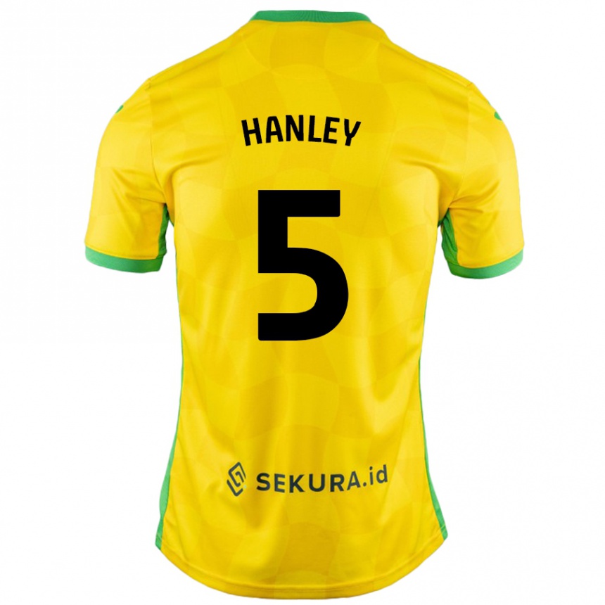 Kids Football Grant Hanley #5 Yellow Green Home Jersey 2024/25 T-Shirt Uk