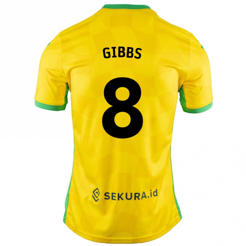 Kids Football Liam Gibbs #8 Yellow Green Home Jersey 2024/25 T-Shirt Uk