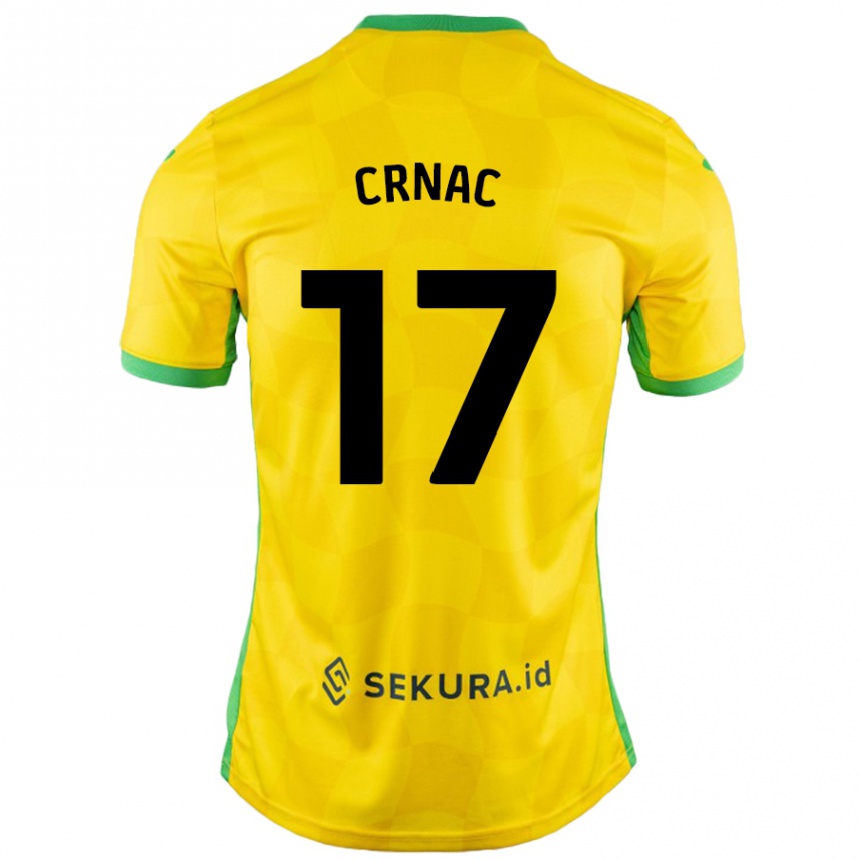 Kids Football Ante Crnac #17 Yellow Green Home Jersey 2024/25 T-Shirt Uk