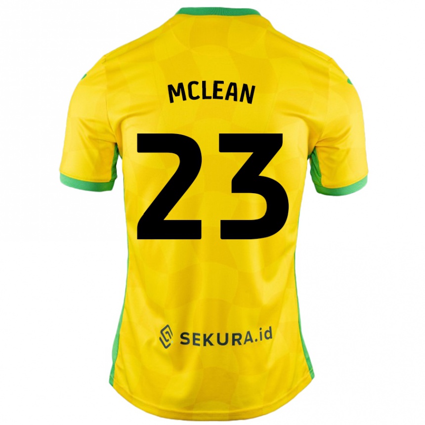 Kids Football Kenny Mclean #23 Yellow Green Home Jersey 2024/25 T-Shirt Uk