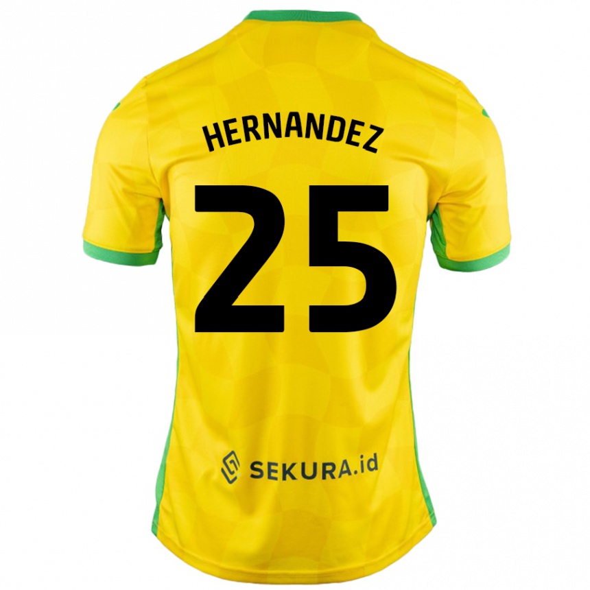 Kids Football Onel Hernández #25 Yellow Green Home Jersey 2024/25 T-Shirt Uk