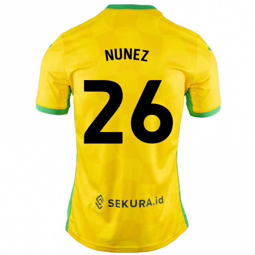 Kids Football Marcelino Núñez #26 Yellow Green Home Jersey 2024/25 T-Shirt Uk