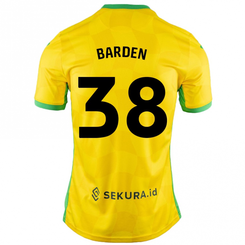 Kids Football Daniel Barden #38 Yellow Green Home Jersey 2024/25 T-Shirt Uk