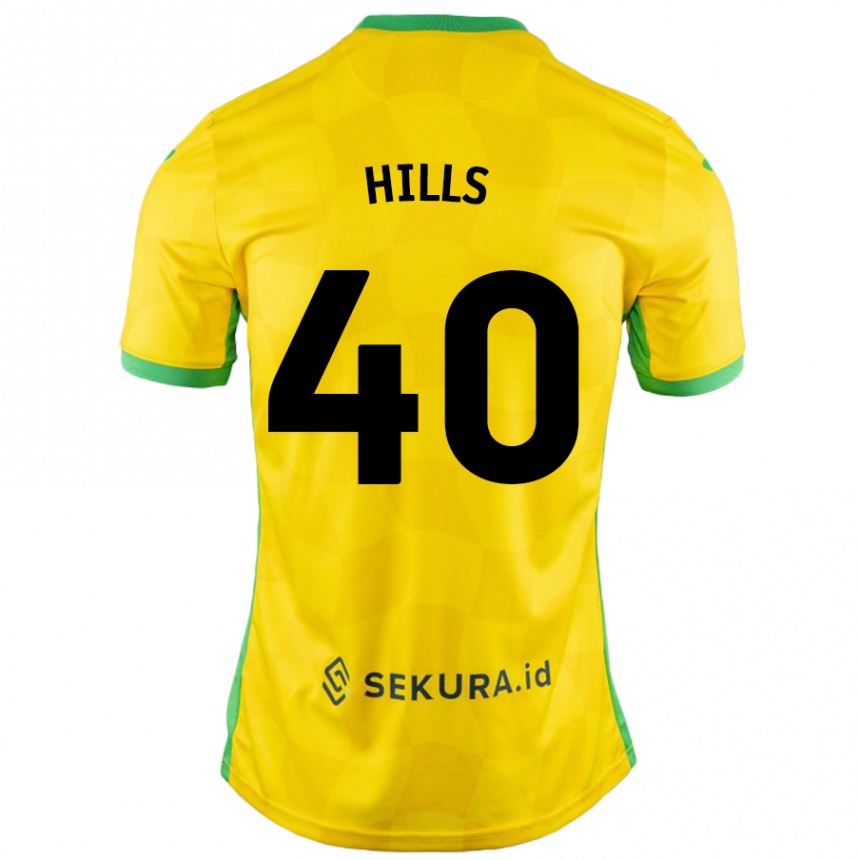 Kids Football Brad Hills #40 Yellow Green Home Jersey 2024/25 T-Shirt Uk