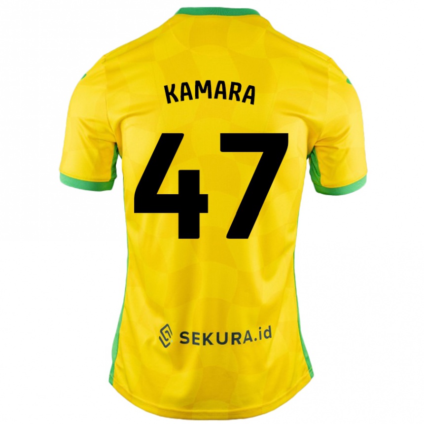 Kids Football Abu Kamara #47 Yellow Green Home Jersey 2024/25 T-Shirt Uk