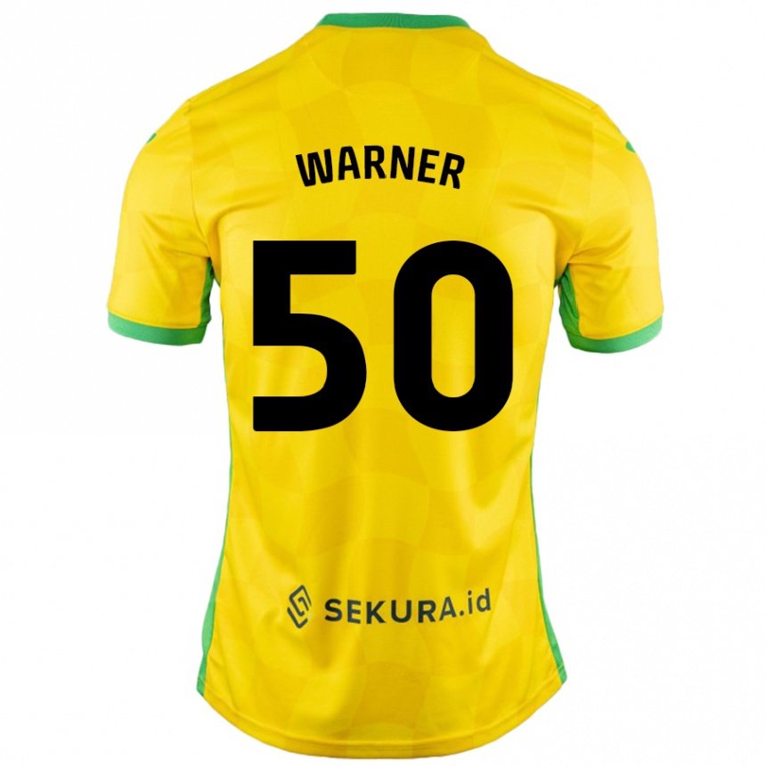 Kids Football Jaden Warner #50 Yellow Green Home Jersey 2024/25 T-Shirt Uk