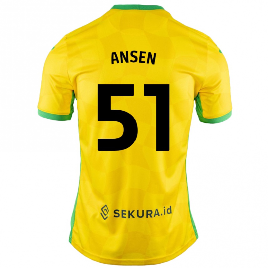 Kids Football Caleb Ansen #51 Yellow Green Home Jersey 2024/25 T-Shirt Uk