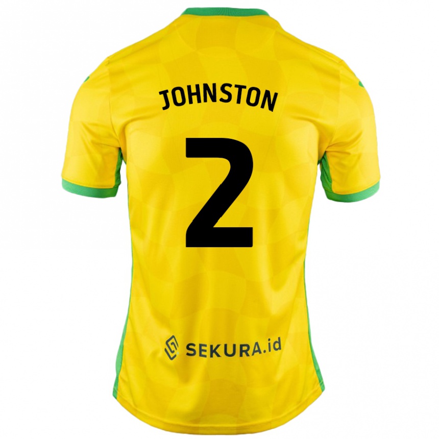 Kids Football Chardonnay Johnston #2 Yellow Green Home Jersey 2024/25 T-Shirt Uk