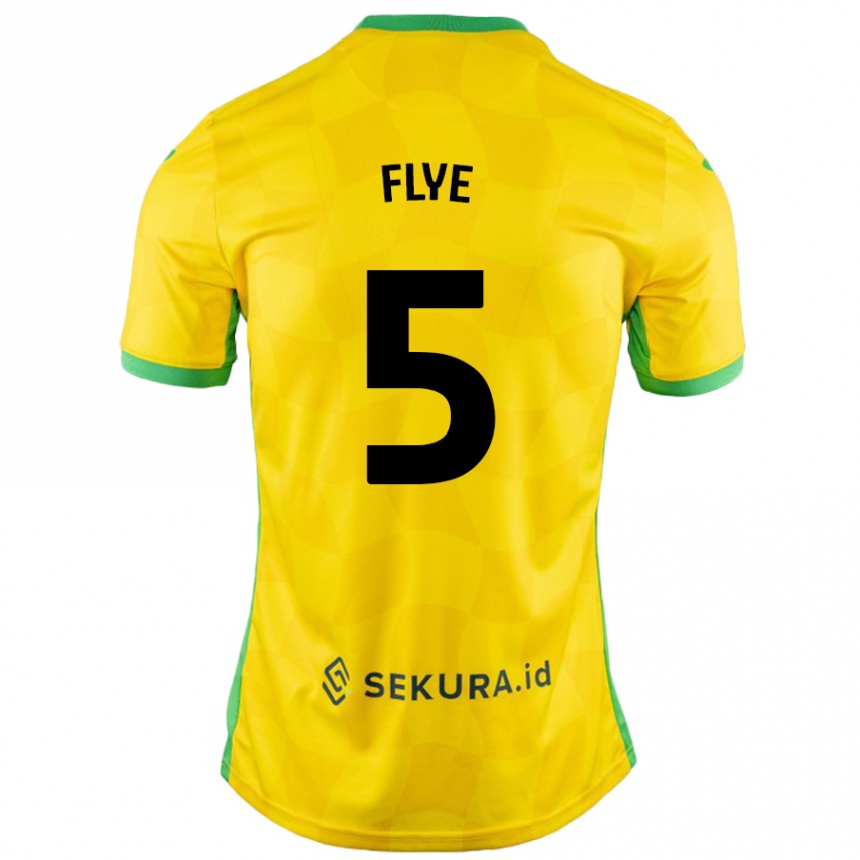 Kids Football Ceri Flye #5 Yellow Green Home Jersey 2024/25 T-Shirt Uk