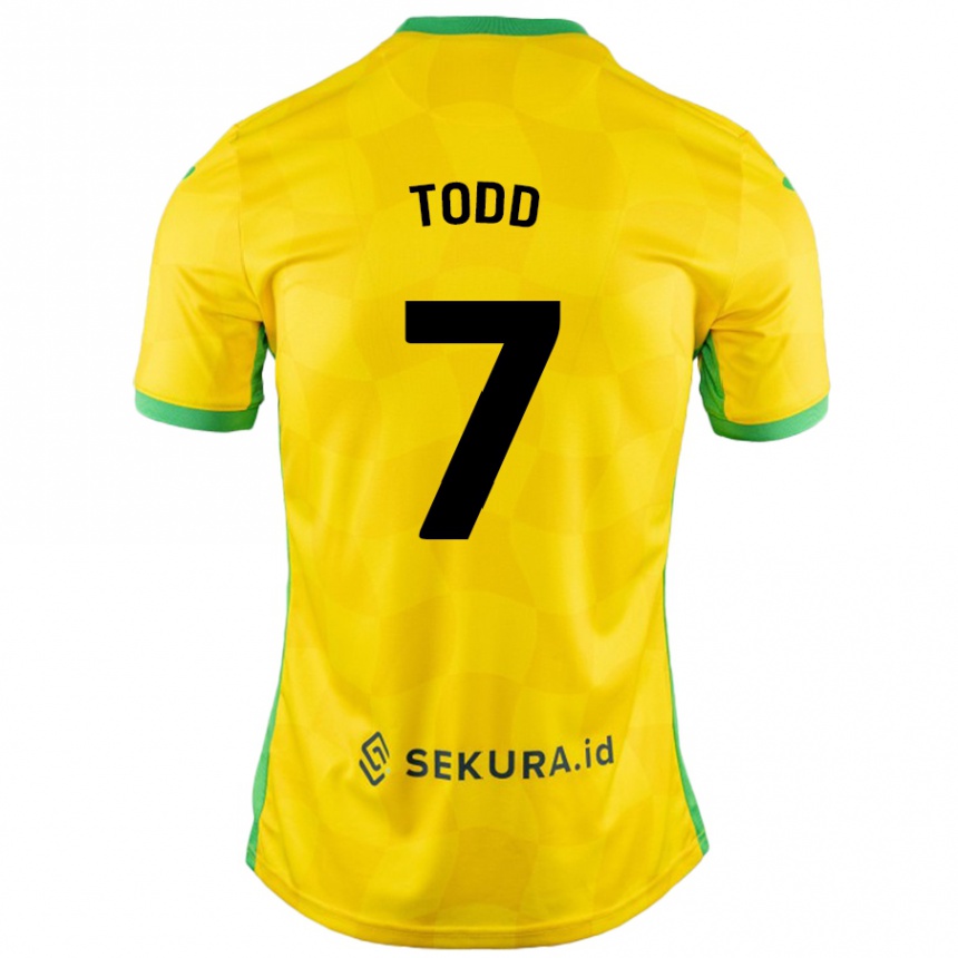 Kids Football Megan Todd #7 Yellow Green Home Jersey 2024/25 T-Shirt Uk