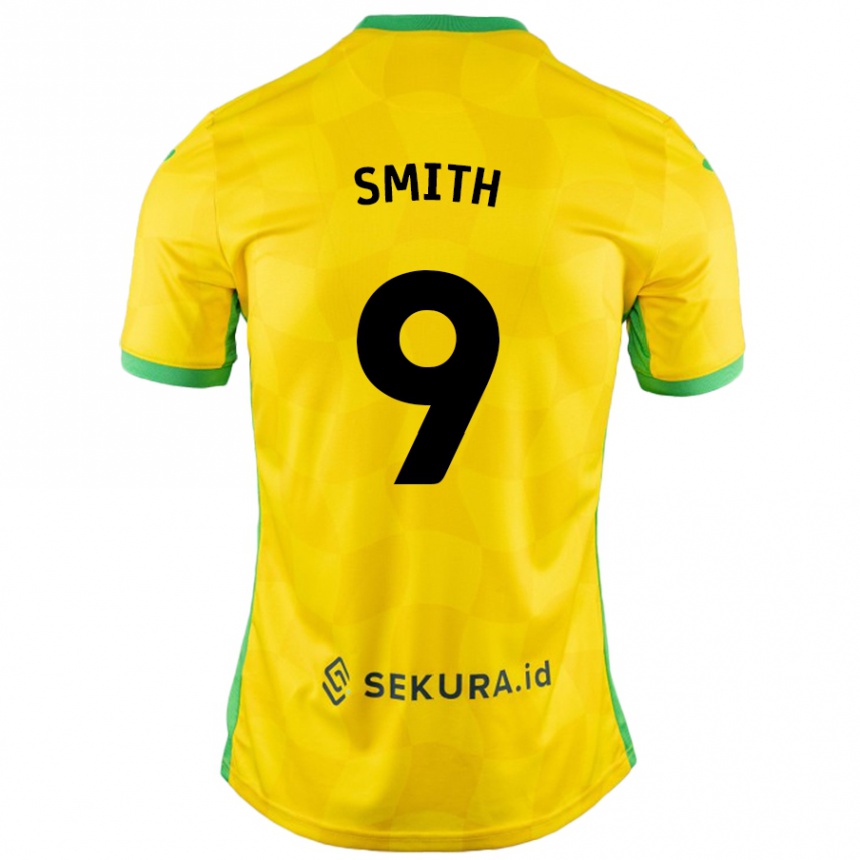 Kids Football Ellie Smith #9 Yellow Green Home Jersey 2024/25 T-Shirt Uk