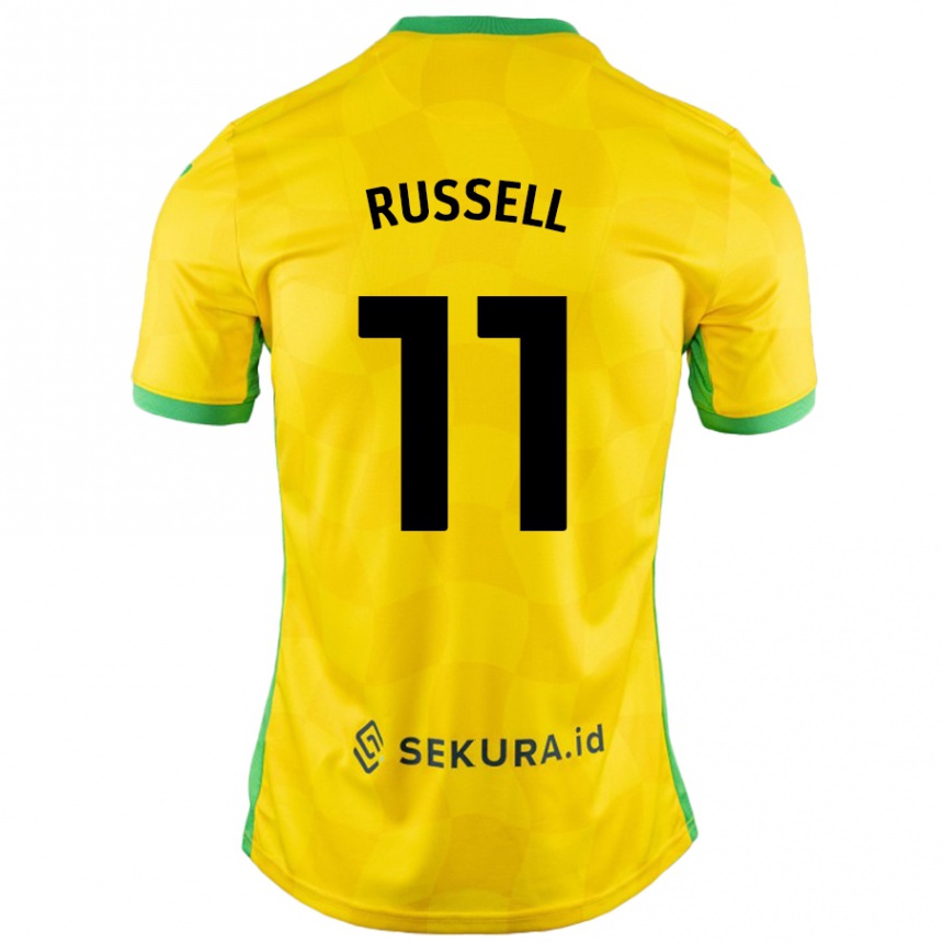 Kids Football Rebecca Russell #11 Yellow Green Home Jersey 2024/25 T-Shirt Uk