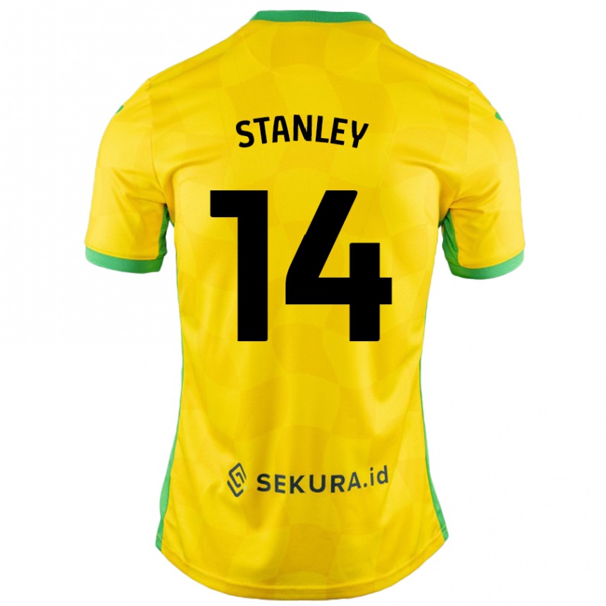 Kids Football Kathryn Stanley #14 Yellow Green Home Jersey 2024/25 T-Shirt Uk