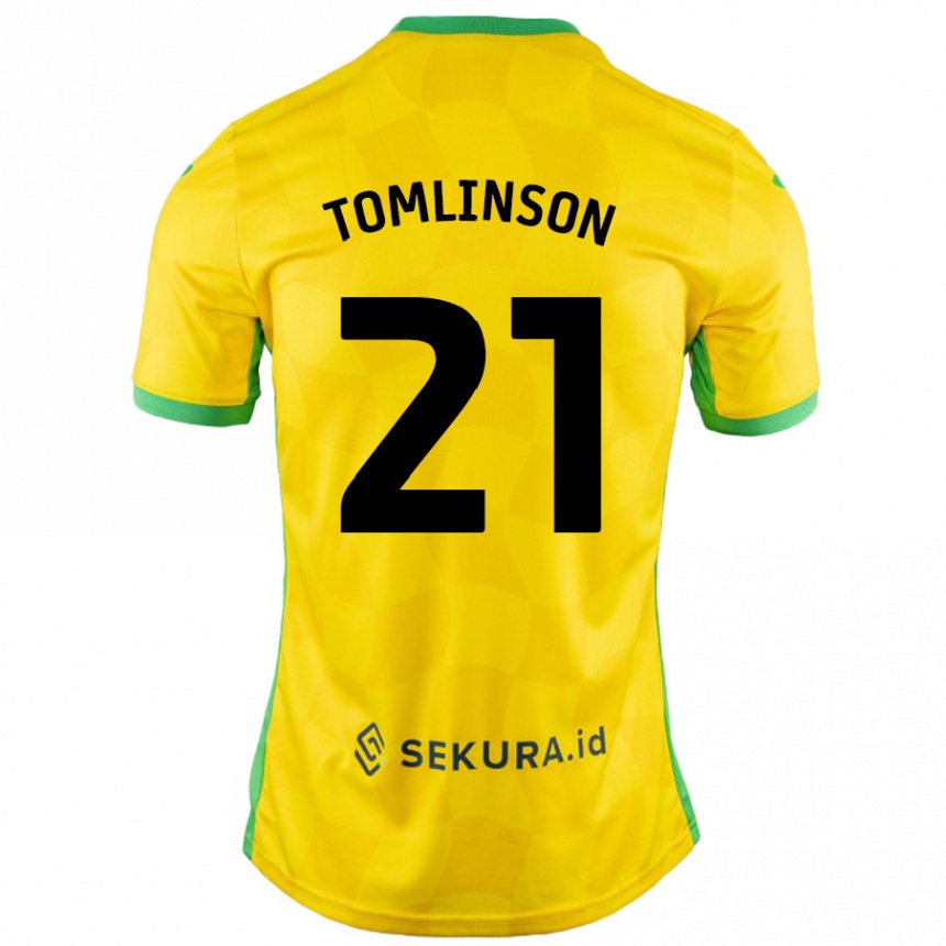 Kids Football Lauren Tomlinson #21 Yellow Green Home Jersey 2024/25 T-Shirt Uk