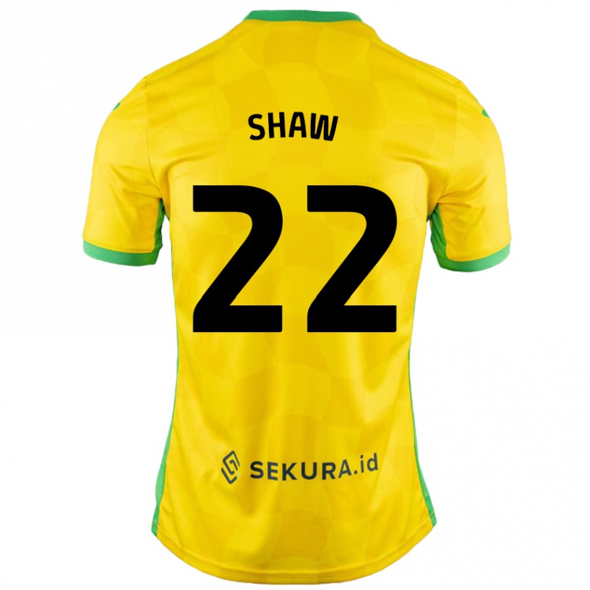 Kids Football Shannon Shaw #22 Yellow Green Home Jersey 2024/25 T-Shirt Uk