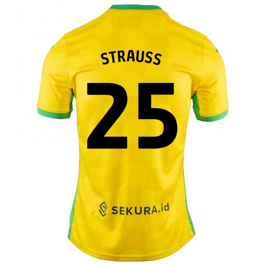 Kids Football Hope Strauss #25 Yellow Green Home Jersey 2024/25 T-Shirt Uk