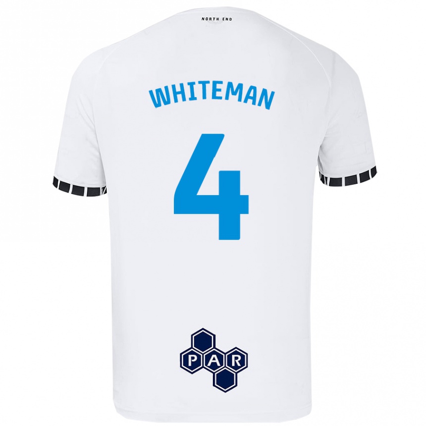 Kids Football Ben Whiteman #4 White Home Jersey 2024/25 T-Shirt Uk