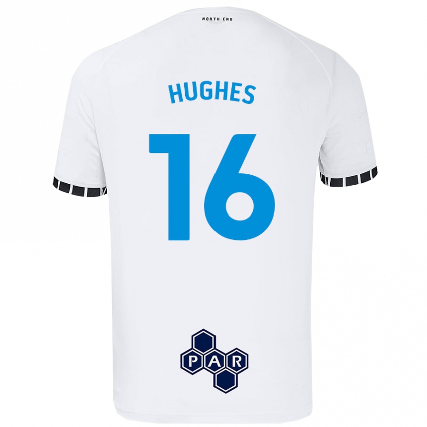 Kids Football Andrew Hughes #16 White Home Jersey 2024/25 T-Shirt Uk