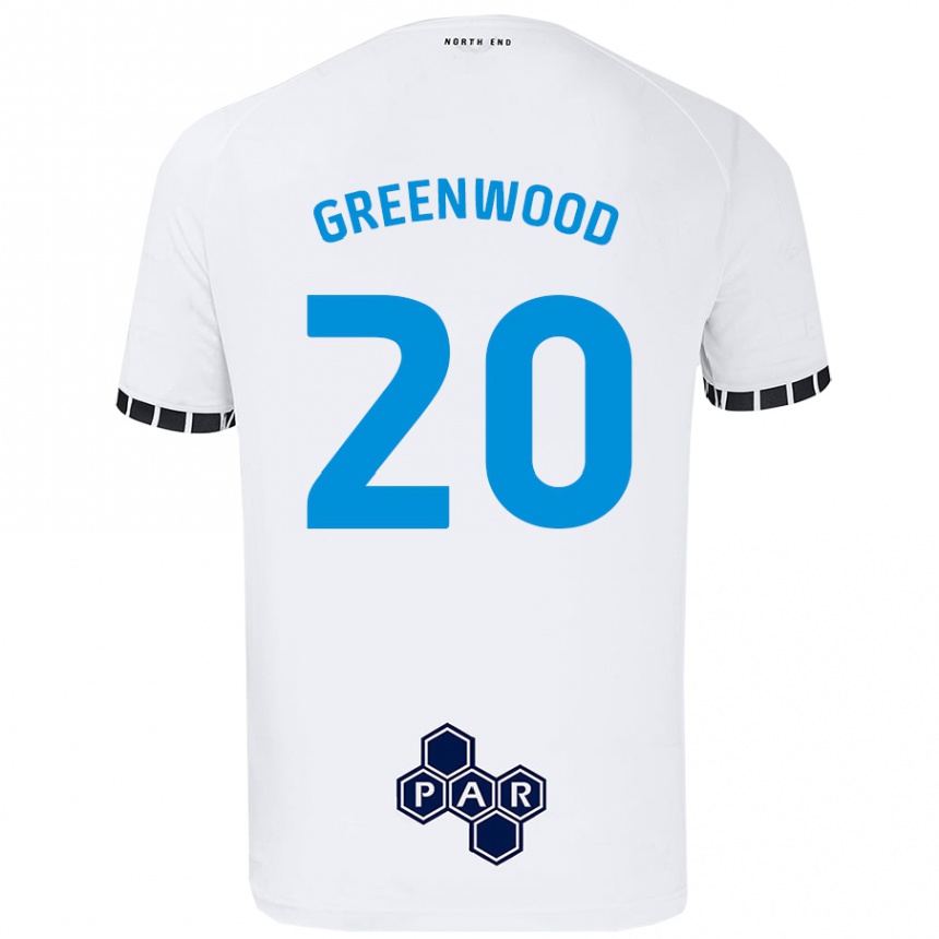 Kids Football Sam Greenwood #20 White Home Jersey 2024/25 T-Shirt Uk