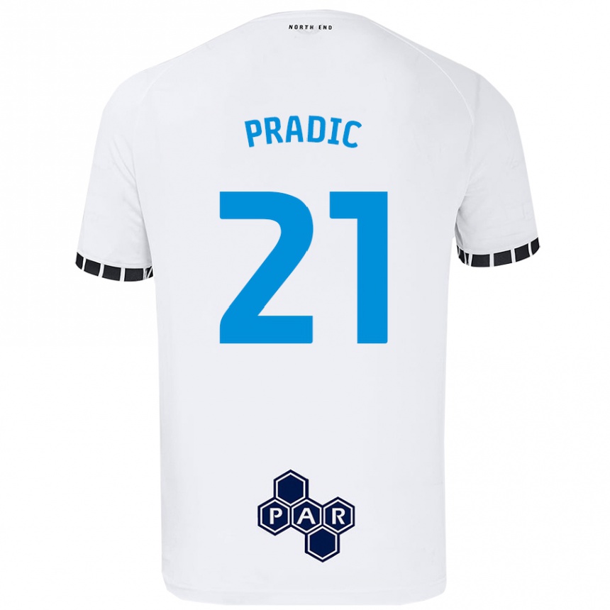 Kids Football James Pradic #21 White Home Jersey 2024/25 T-Shirt Uk