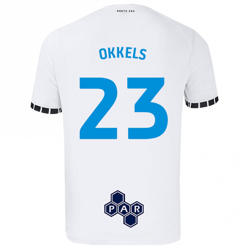 Kids Football Jeppe Okkels #23 White Home Jersey 2024/25 T-Shirt Uk