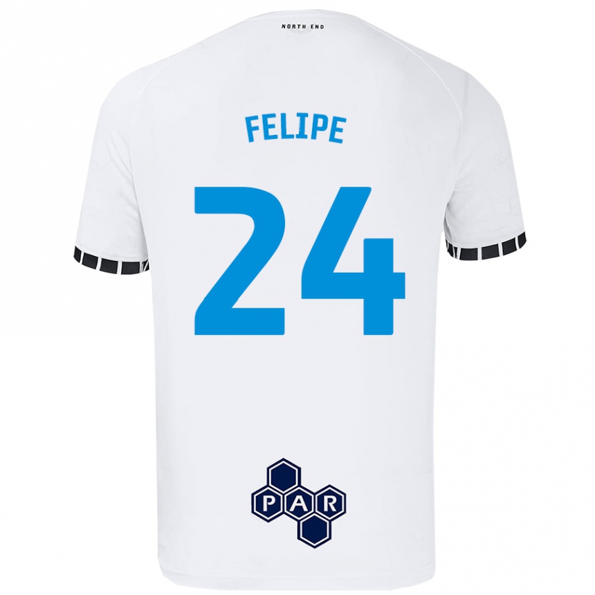 Kids Football Felipe #24 White Home Jersey 2024/25 T-Shirt Uk