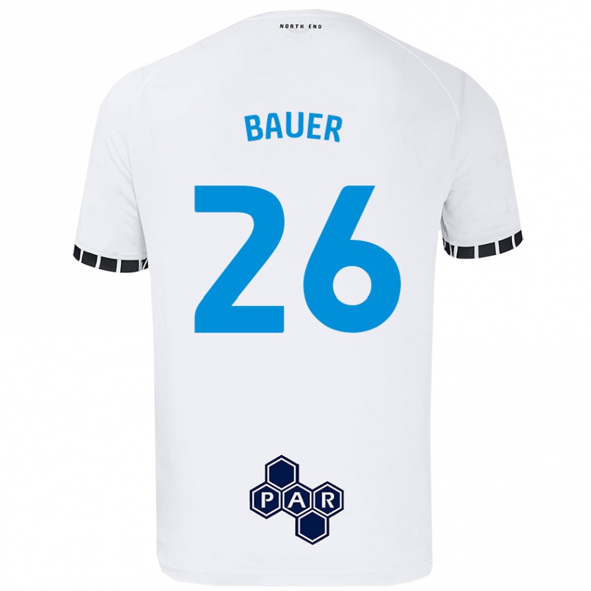 Kids Football Patrick Bauer #26 White Home Jersey 2024/25 T-Shirt Uk