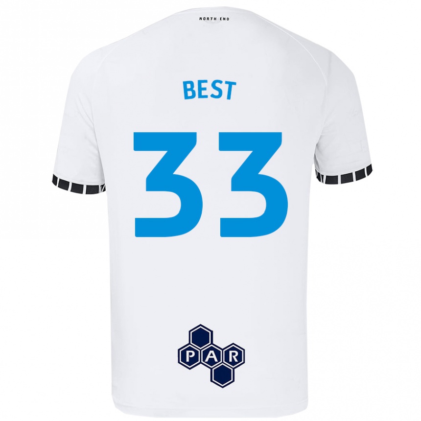 Kids Football Kian Best #33 White Home Jersey 2024/25 T-Shirt Uk