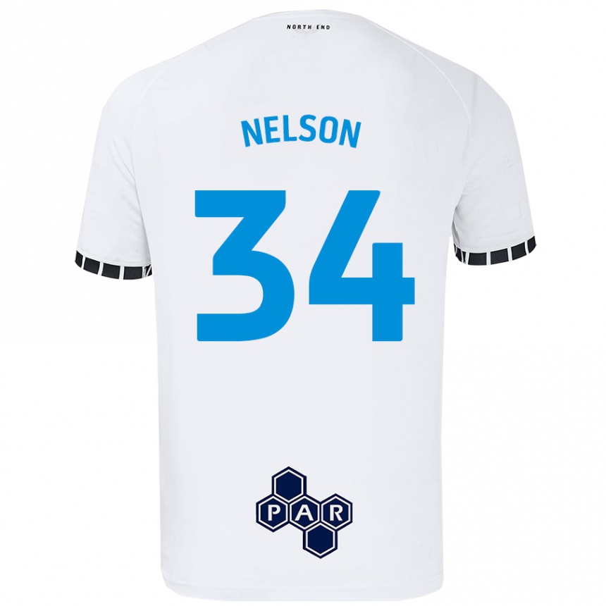 Kids Football Kitt Nelson #34 White Home Jersey 2024/25 T-Shirt Uk