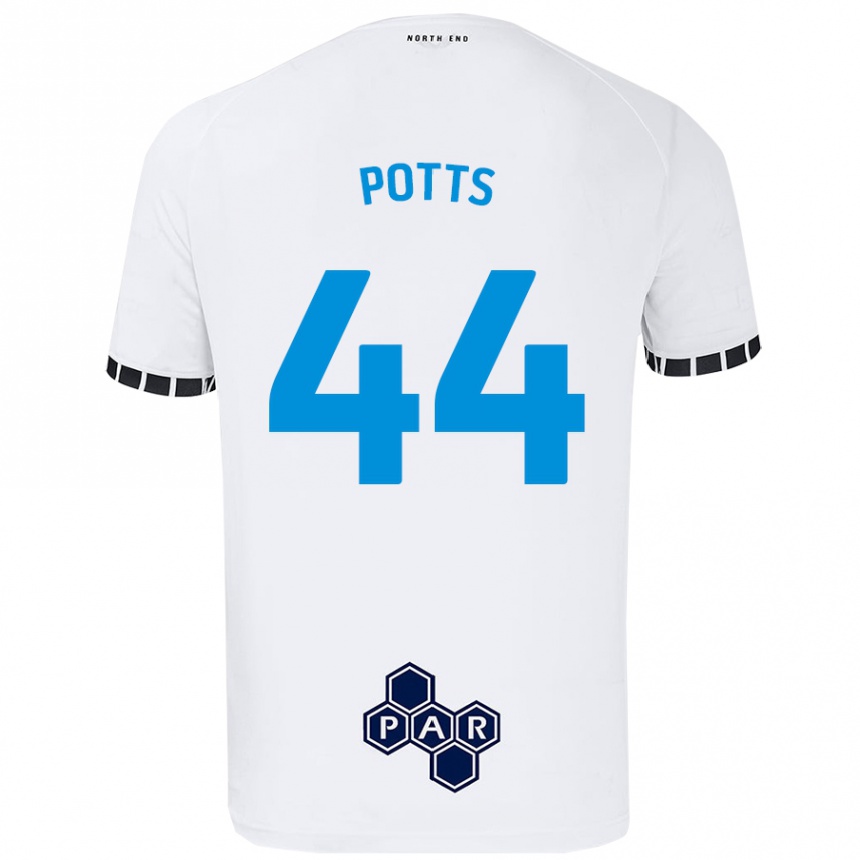 Kids Football Brad Potts #44 White Home Jersey 2024/25 T-Shirt Uk